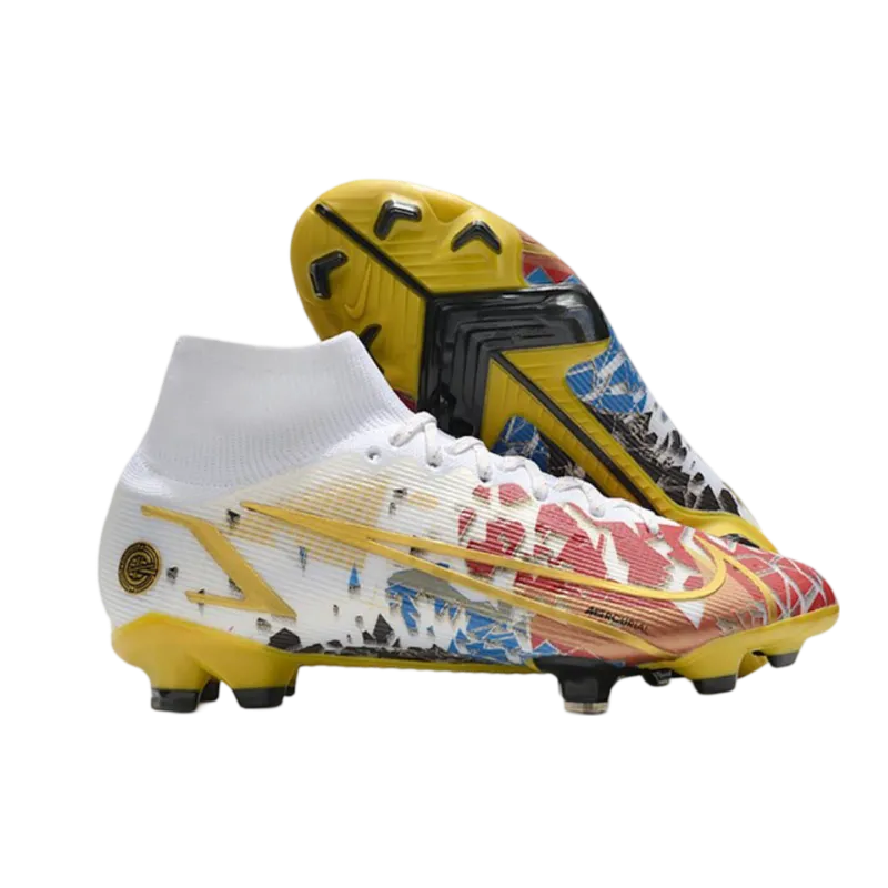 Nike Mercurial Superfly 8 Elite DF FG CR7 White Red Blue Gold - Goatkits Boots