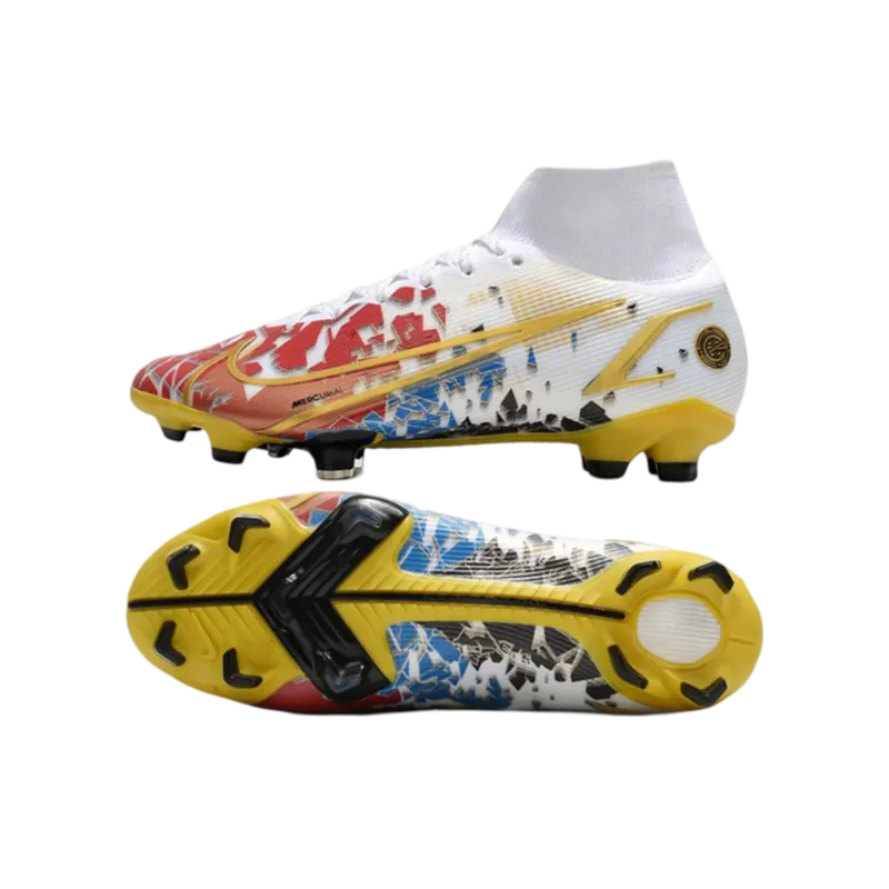 Nike Mercurial Superfly 8 Elite DF FG CR7 White Red Blue Gold - Goatkits Boots