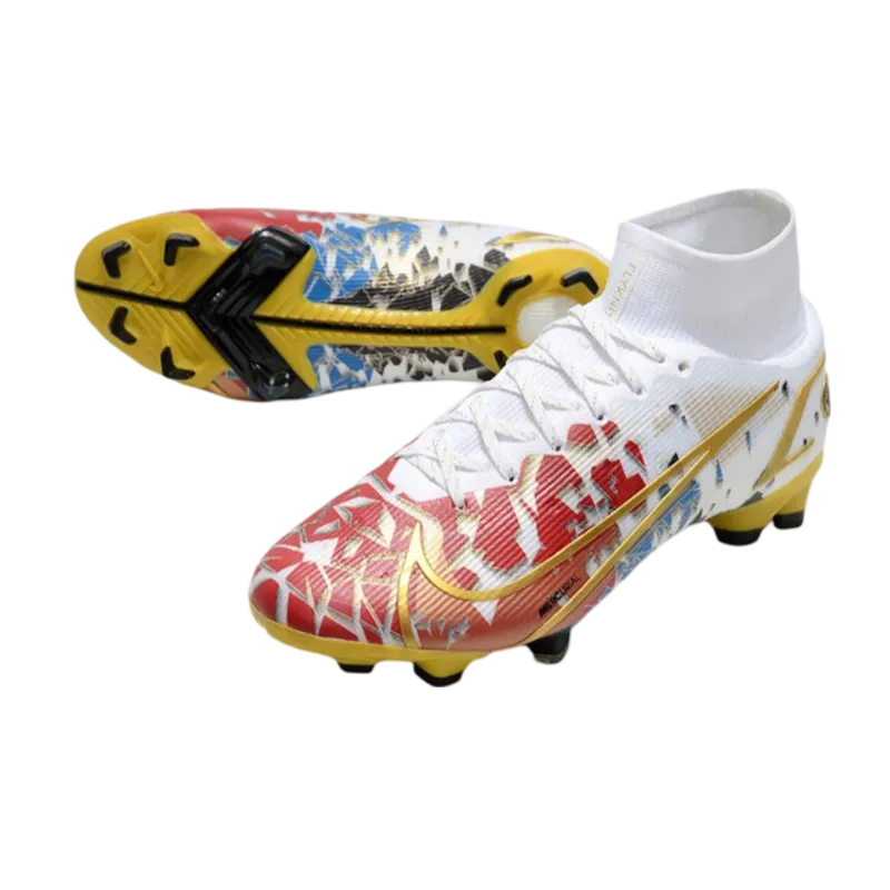 Nike Mercurial Superfly 8 Elite DF FG CR7 White Red Blue Gold - Goatkits Boots