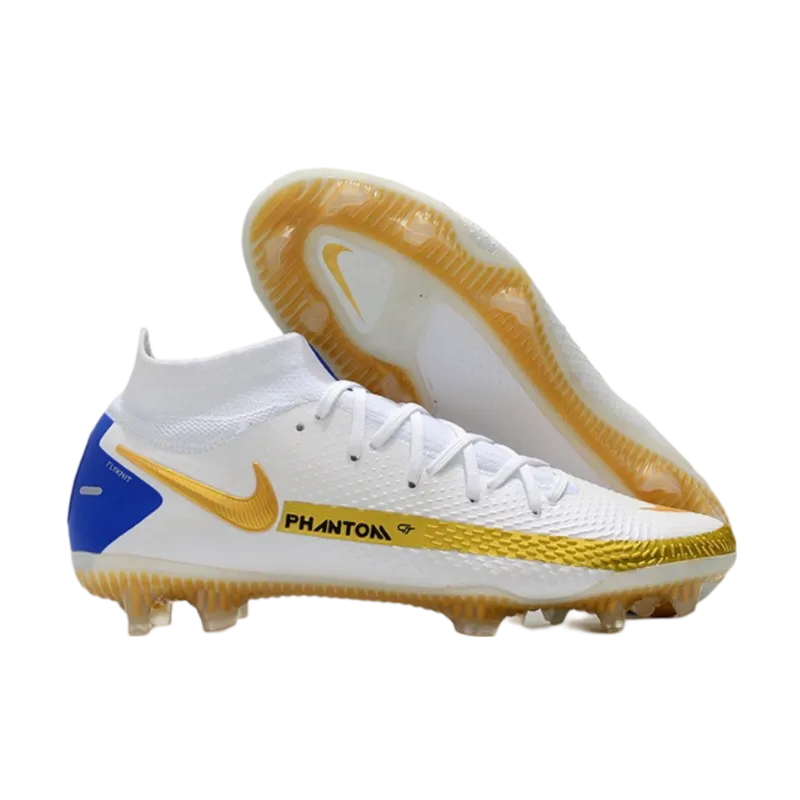 Nike Phantom GT Elite Dynamic Fit FG White Gold Blue - Goatkits Boots