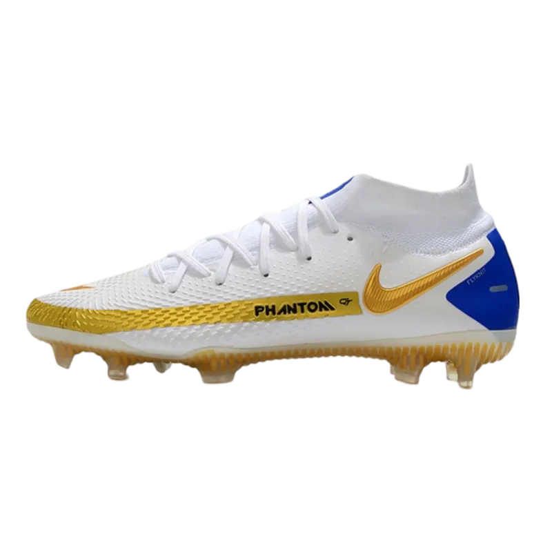 Nike Phantom GT Elite Dynamic Fit FG White Gold Blue - Goatkits Boots