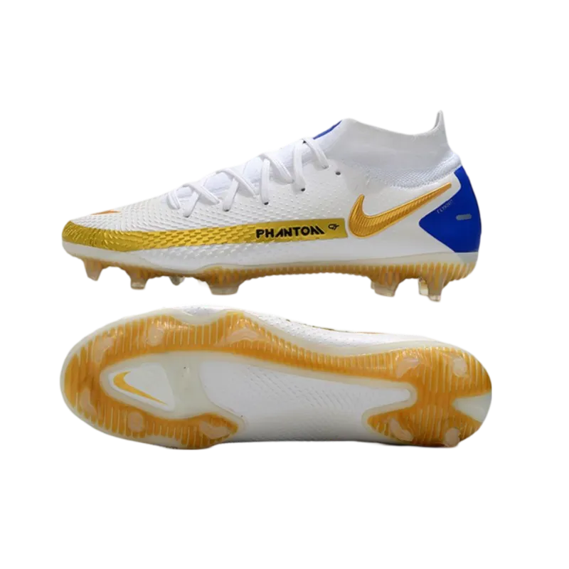 Nike Phantom GT Elite Dynamic Fit FG White Gold Blue - Goatkits Boots