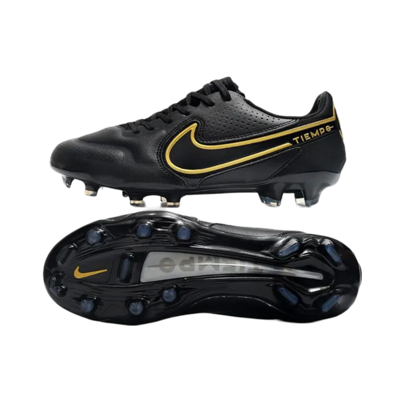 Nike Tiempo Legend 9 Elite FG Black Dark Grey Metallic Anthracite - Goatkits Boots