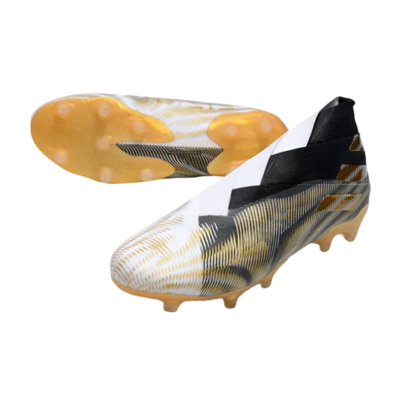 Adidas Nemeziz 19+ FG White Gold Black - Goatkits Boots