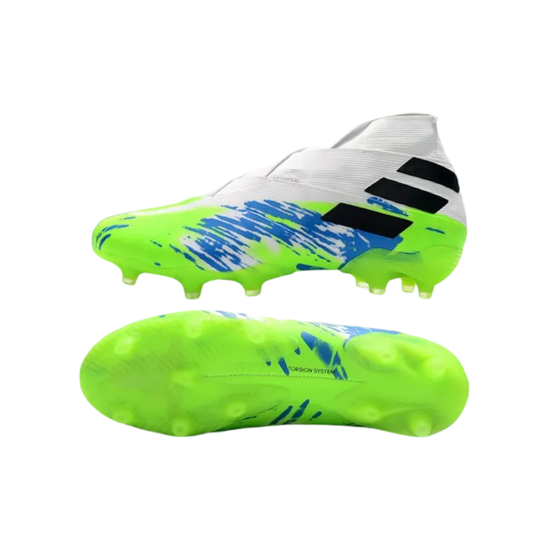 Adidas Nemeziz 19+ FG White Green Black - Goatkits Boots