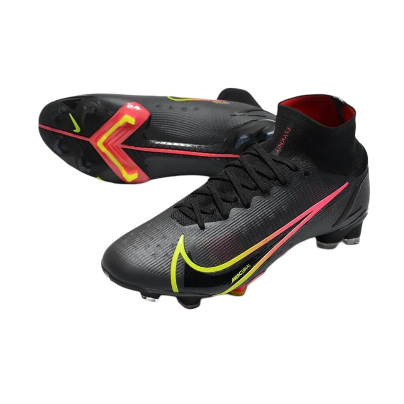 Nike Mercurial Superfly 8 Elite FG Black x Prism Black Yellow Red - Goatkits Boots