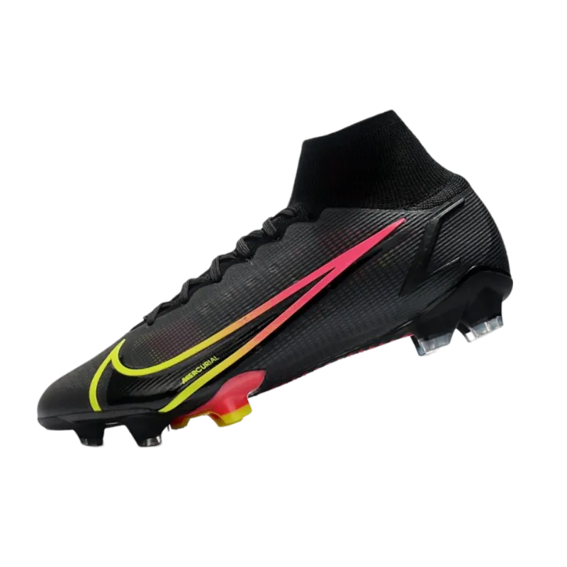 Nike Mercurial Superfly 8 Elite FG Black x Prism Black Yellow Red - Goatkits Boots