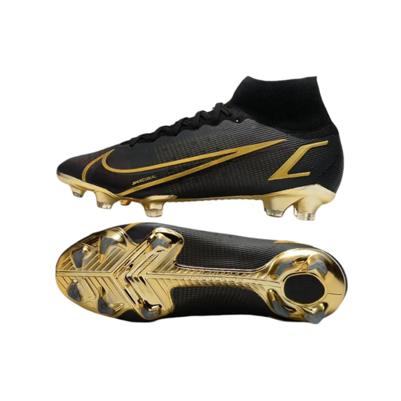 Nike Mercurial Superfly 8 Elite DF FG Black Gold - Goatkits Boots