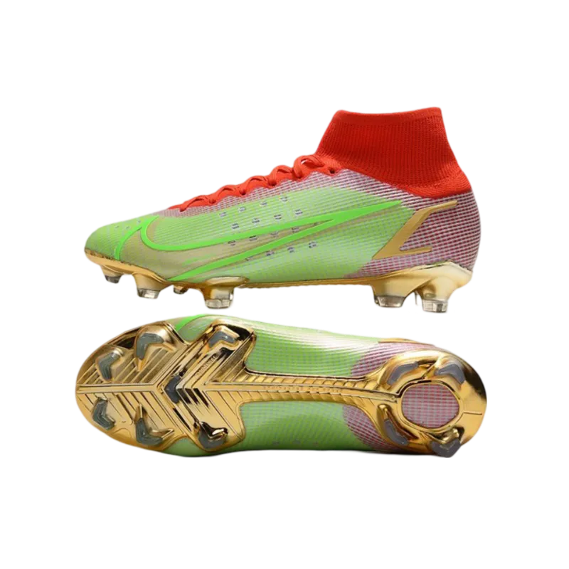 Nike Mercurial Superfly 8 Elite DF FG Green Red Gold - Goatkits Boots