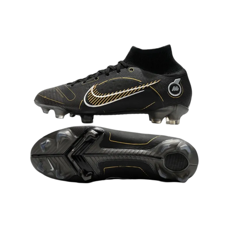 Nike Mercurial Superfly 8 Elite FG New Black Gold Metallic Silver Metallic - Goatkits Boots