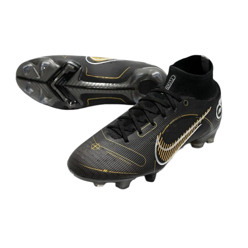 Nike Mercurial Superfly 8 Elite FG New Black Gold Metallic Silver Metallic - Goatkits Boots