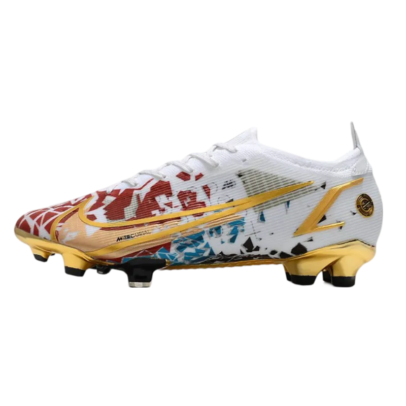 Nike Mercurial Vapor 14 Elite FG White Red Gold Bleu - Goatkits Boots