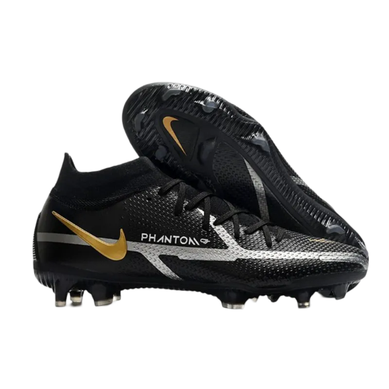 Nike Phantom GT2 Elite DF FG Black Dark Grey Metallic Gold Metallic - Goatkits Boots