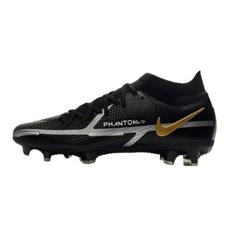 Nike Phantom GT2 Elite DF FG Black Dark Grey Metallic Gold Metallic - Goatkits Boots