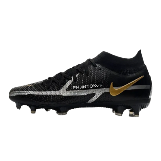 Nike Phantom GT2 Elite DF FG Black Dark Grey Metallic Gold Metallic - Goatkits Boots