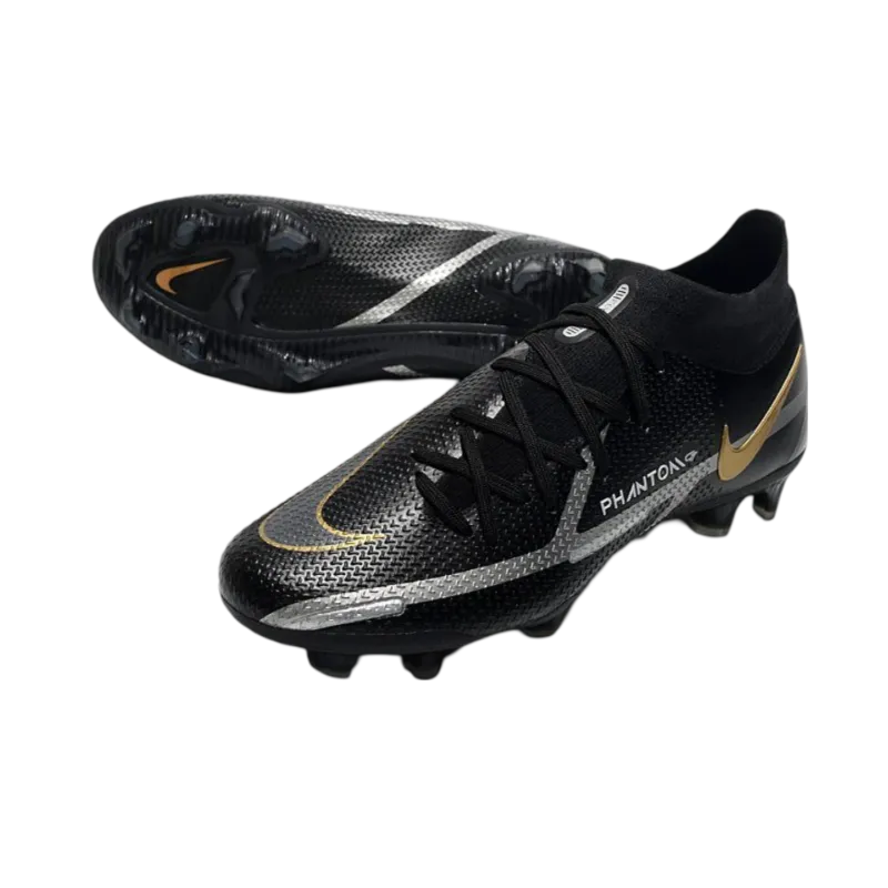 Nike Phantom GT2 Elite DF FG Black Dark Grey Metallic Gold Metallic - Goatkits Boots