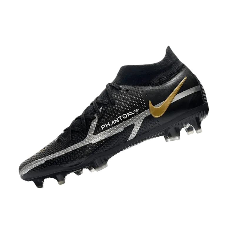 Nike Phantom GT2 Elite DF FG Black Dark Grey Metallic Gold Metallic - Goatkits Boots