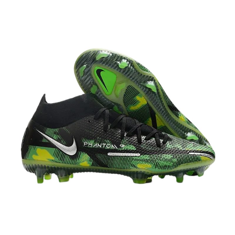 Nike Phantom GT2 Elite DF FG Black Platinum Metallic Green Strike - Goatkits Boots