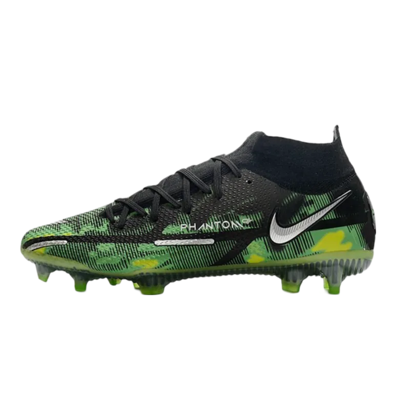 Nike Phantom GT2 Elite DF FG Black Platinum Metallic Green Strike - Goatkits Boots