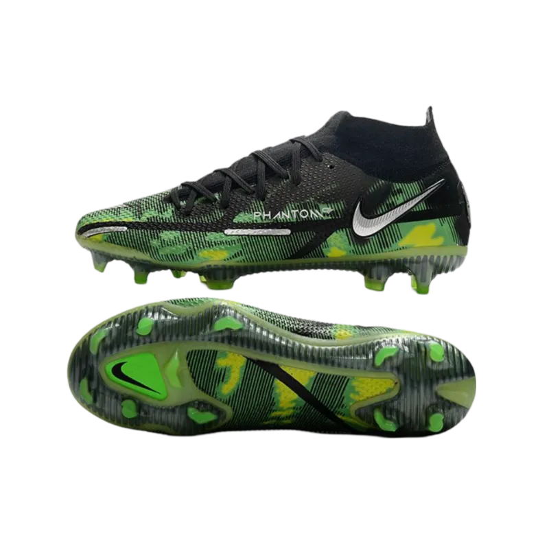 Nike Phantom GT2 Elite DF FG Black Platinum Metallic Green Strike - Goatkits Boots