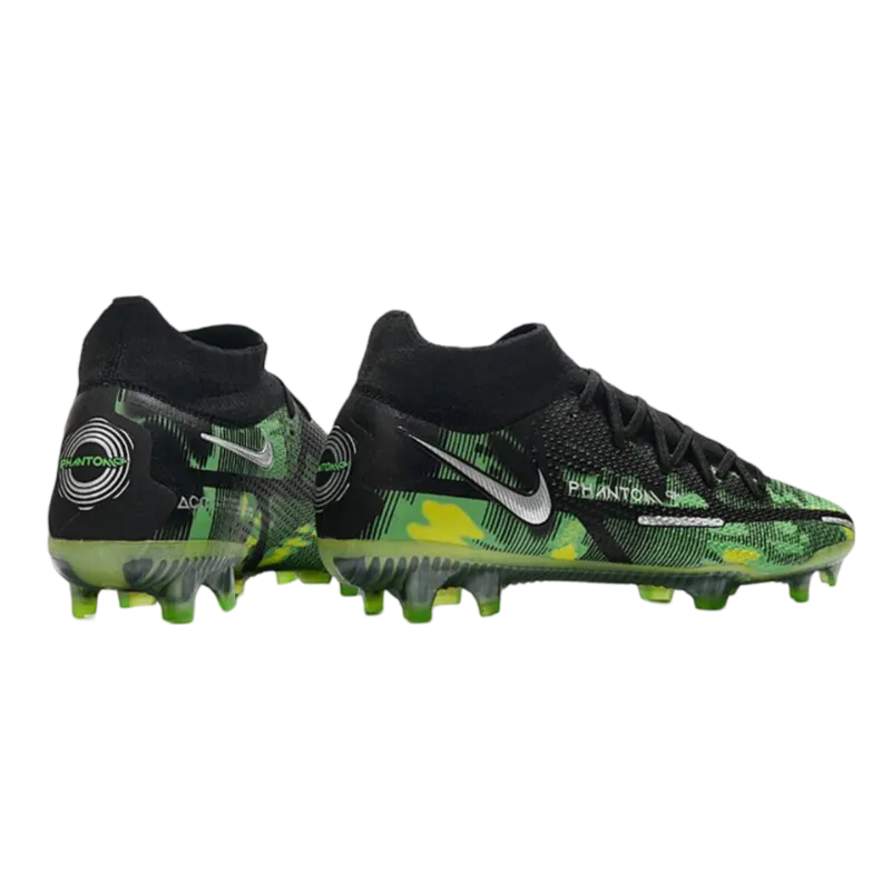 Nike Phantom GT2 Elite DF FG Black Platinum Metallic Green Strike - Goatkits Boots