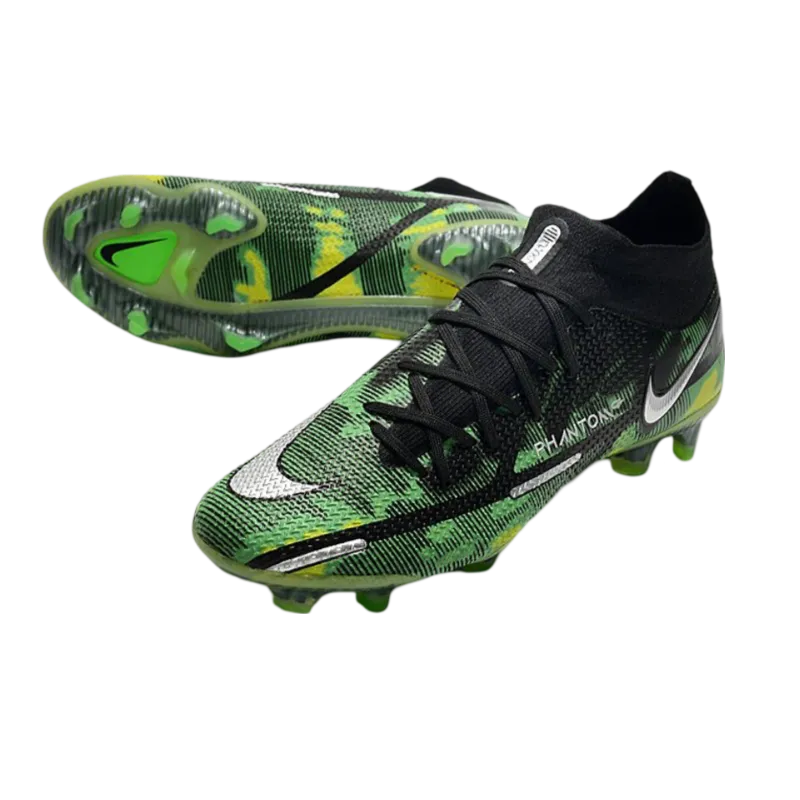 Nike Phantom GT2 Elite DF FG Black Platinum Metallic Green Strike - Goatkits Boots