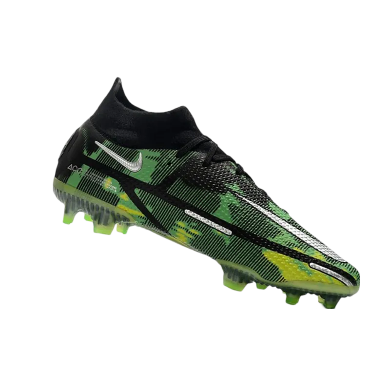 Nike Phantom GT2 Elite DF FG Black Platinum Metallic Green Strike - Goatkits Boots