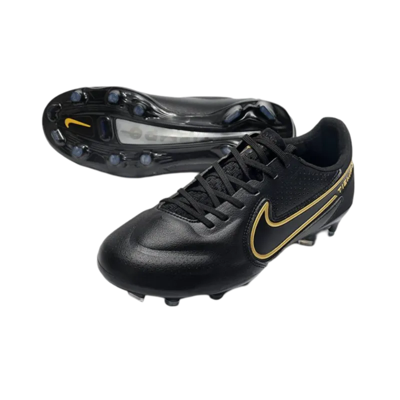 Nike Tiempo Legend 9 Elite FG Black Dark Grey Metallic Anthracite - Goatkits Boots